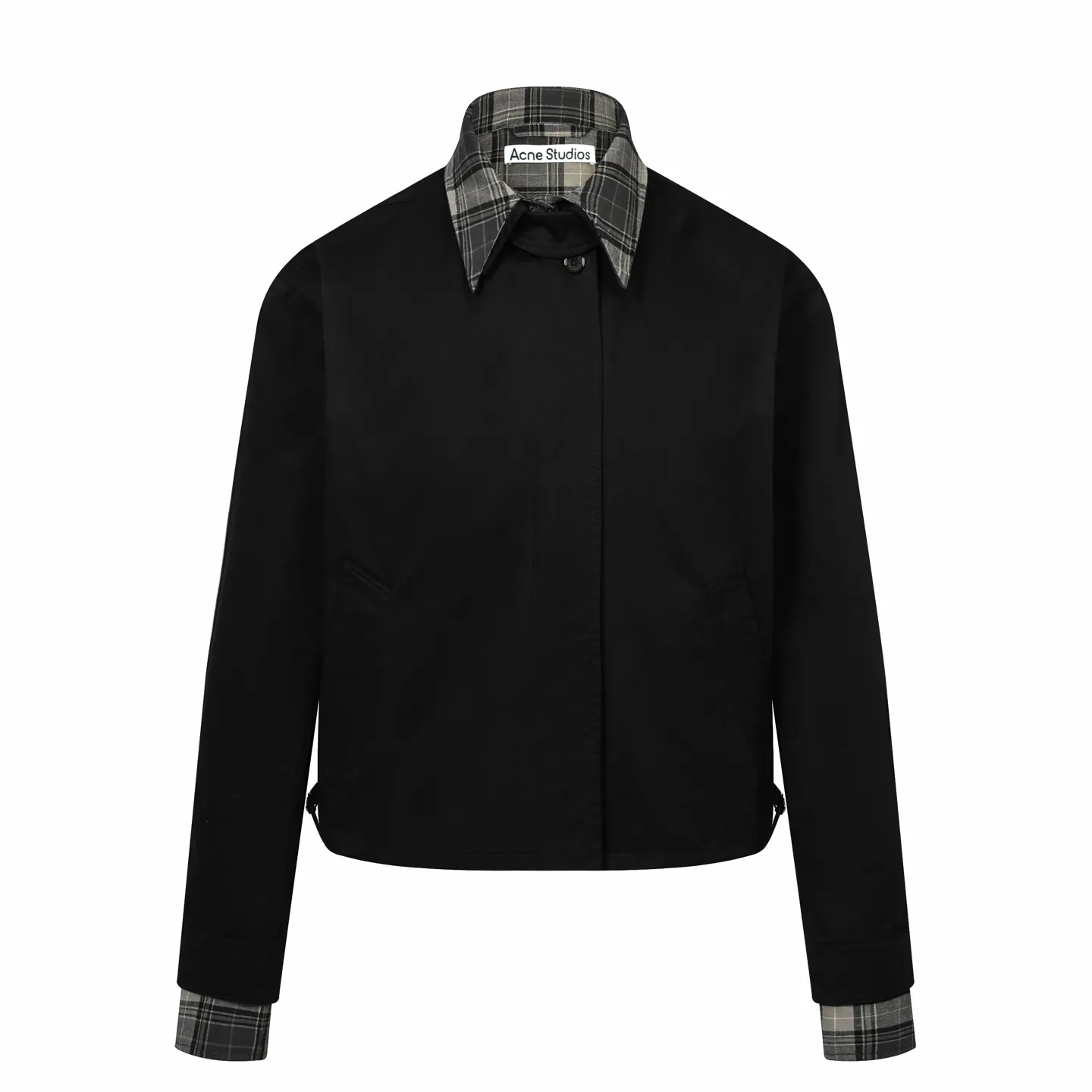 Acne black plaid collar fake two-piece short lapel jacket size: 36 38 40 62